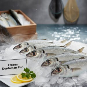 Durduman Fresh premium seafood selection with fresh fish displayed on ice at a seafood market counter