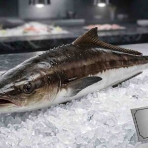 Fresh Cobia (كوبيا – Hamour King) whole fish on ice with firm body in UAE seafood market