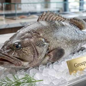 Fresh grouper fish whole body hamour seafood display