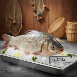 Fresh Rohu Fish (روهو) whole freshwater fish displayed on ice in UAE seafood market