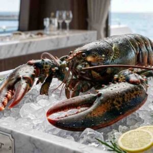 Fresh Lobster (جراد البحر) whole lobster on ice in premium seafood display UAE