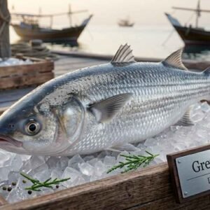 Fresh grey mullet fish with silver body and streamlined shape