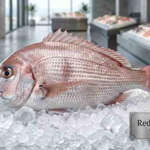 Fresh sea bream fish whole body silver scales seafood display