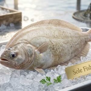 Fresh sole fish whole flatfish ready for cooking