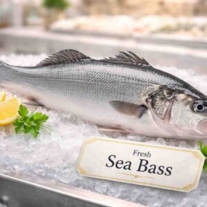 Fresh nylon fish whole body silver elongated seafood display