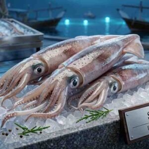 Fresh squid ready for frying grilling and calamari dishes